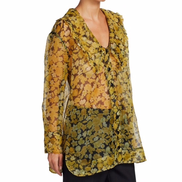 NEW Ganni Organza Shirt Top Flan 34 - Picture 3 of 17